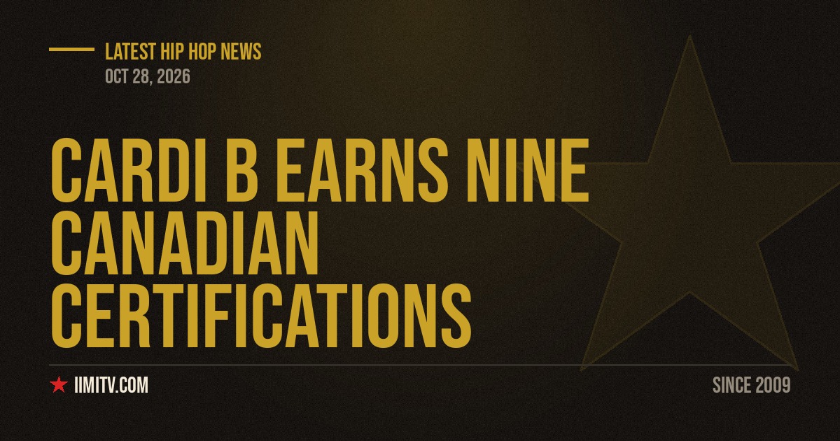 Cardi B Earns Nine Canadian Certifications